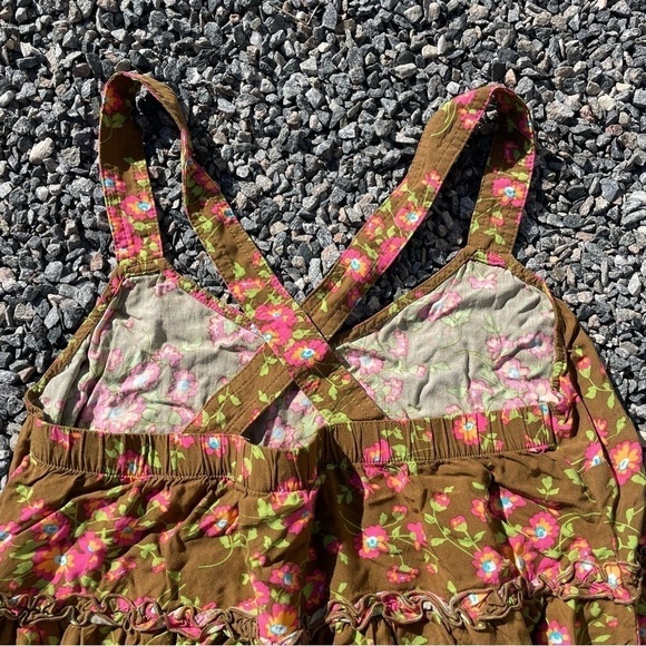🥒 Matilda Jane On a Whim Floral Cross Back Brown Pink Sleeveless Tank Shirt S - Picture 5 of 10
